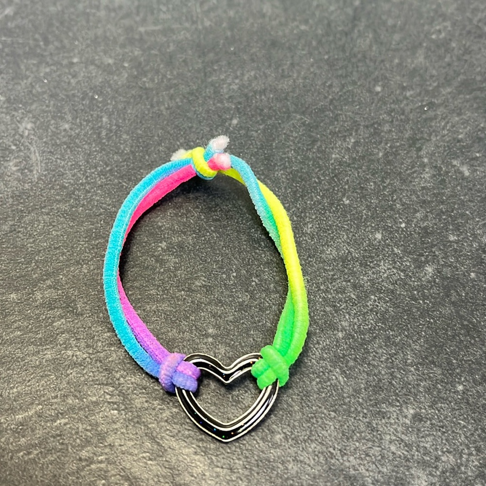 Heart Rainbow Girls Stretch Bracelet